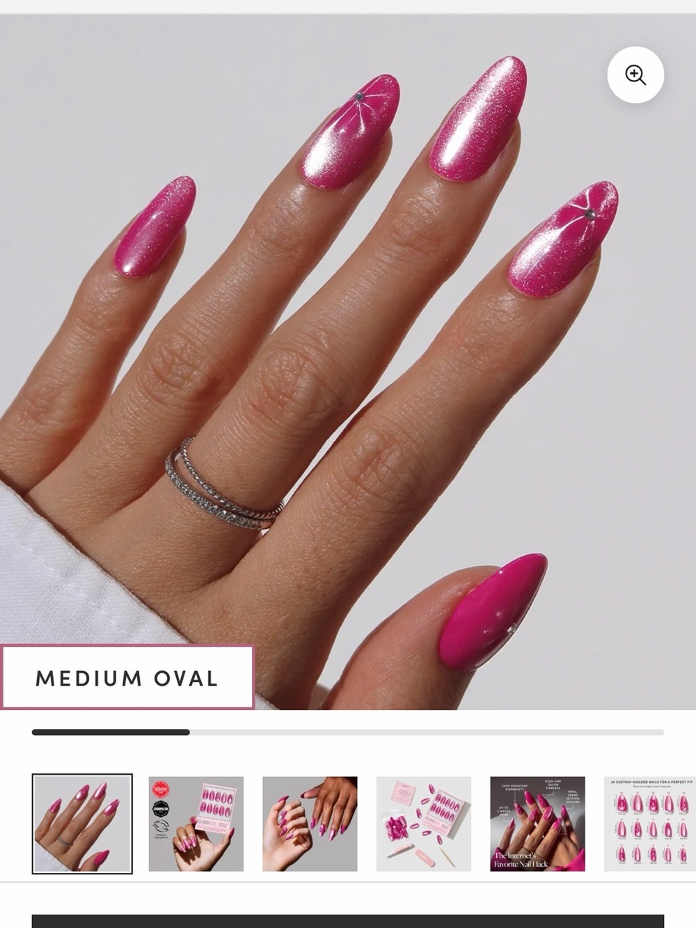 Glamnetic Rosy Siren - Medium Oval Press-On Nails